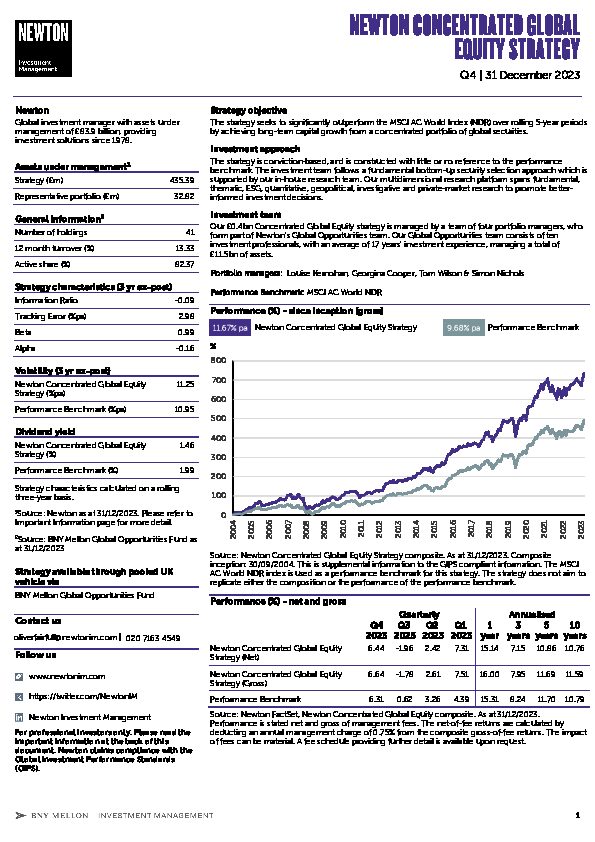 UK Inst Concentrated Global Equity strategy factsheet