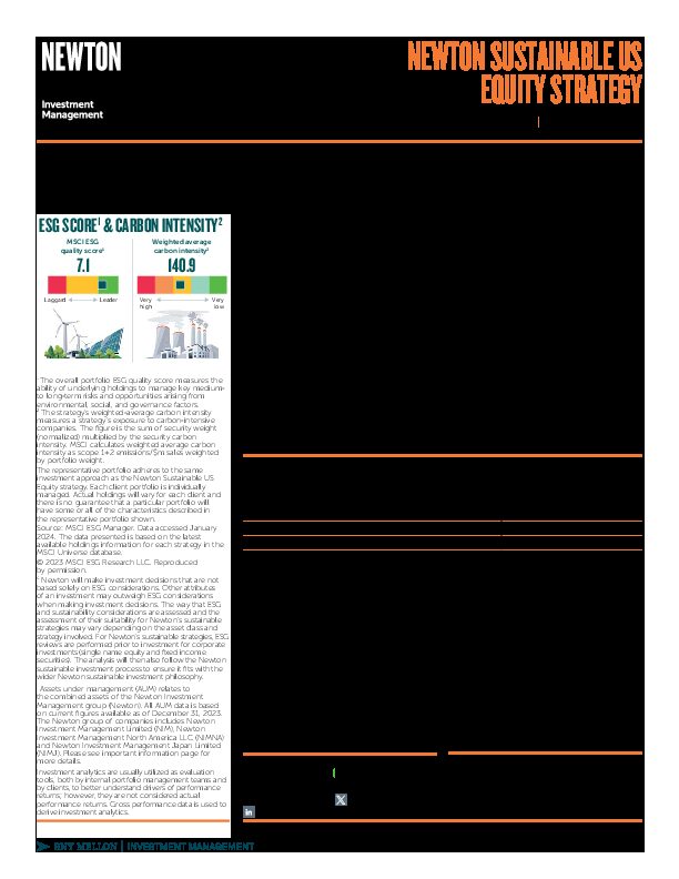 CAN Sustainable US Equity strategy factsheet